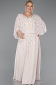 Long Beige Chiffon Plus Size Evening Dress ABU6066