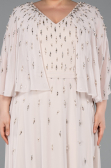 Long Beige Chiffon Plus Size Evening Dress ABU6066