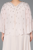 Long Beige Chiffon Plus Size Evening Dress ABU6066