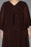 Long Brown Chiffon Plus Size Evening Dress ABU6066