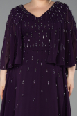 Long Dark Purple Chiffon Plus Size Evening Dress ABU6066