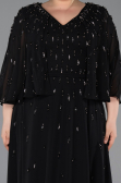 Long Black Chiffon Plus Size Evening Dress ABU6066
