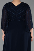 Long Navy Blue Chiffon Plus Size Evening Dress ABU6067
