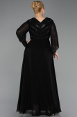 Long Black Chiffon Plus Size Evening Dress ABU6067