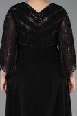 Long Black Chiffon Plus Size Evening Dress ABU6067