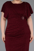Midi Burgundy Plus Size Evening Gown ABK2535