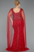 Red Long Stony Plus Size Evening Gown ABU5752