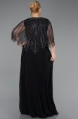 Long Black Chiffon Plus Size Evening Dress ABU6012