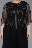 Long Black Chiffon Plus Size Evening Dress ABU6012