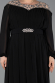 Long Black Chiffon Formal Plus Size Dress ABU5555