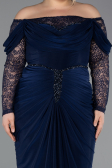 Long Navy Blue Plus Size Evening Dress ABU6069