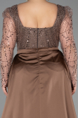 Brown Long Beaded Plus Size Engagement Dress ABU4761