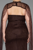 Long Brown Dantelle Plus Size Evening Gown ABU6070