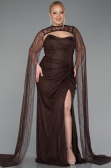 Long Brown Dantelle Plus Size Evening Gown ABU6070