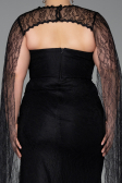 Long Black Dantelle Plus Size Evening Gown ABU6070