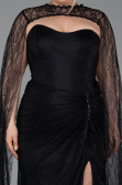 Long Black Dantelle Plus Size Evening Gown ABU6070