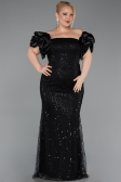 Long Black Beaded Formal Plus Size Dress ABU5948