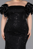 Long Black Beaded Formal Plus Size Dress ABU5948