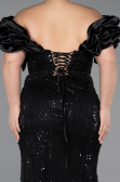 Long Black Beaded Formal Plus Size Dress ABU5948