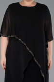 Midi Black Chiffon Plus Size Cocktail Dress ABK2600