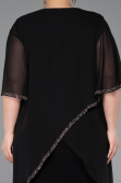 Midi Black Chiffon Plus Size Cocktail Dress ABK2600