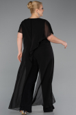 Long Black Chiffon Plus Size Cocktail Dress ABT138
