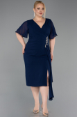Midi Navy Blue Plus Size Cocktail Dress ABK2401
