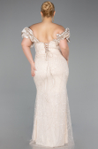 Long Beige Beaded Formal Plus Size Dress ABU5948