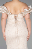 Long Beige Beaded Formal Plus Size Dress ABU5948