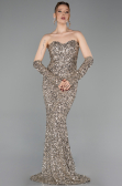 Long Beige Scaly Evening Dress ABU6041