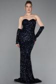 Long Navy Blue Scaly Evening Dress ABU6041