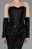 Long Black Scaly Evening Dress ABU6041