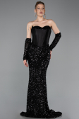 Long Black Scaly Evening Dress ABU6041