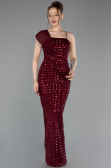 Long Burgundy Scaly Prom Gown ABU6075