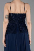 Long Navy Blue Chiffon Evening Dress ABU6076