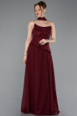 Long Burgundy Chiffon Evening Dress ABU6081