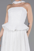 Midi White Dantelle Party Dress ABK2613