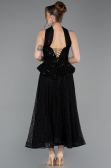 Midi Black Dantelle Party Dress ABK2613