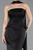 Long Black Satin Mermaid Evening Gown ABU6086