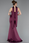 Long Cherry Colored Satin Mermaid Evening Gown ABU6086