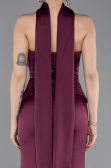 Long Cherry Colored Satin Mermaid Evening Gown ABU6086