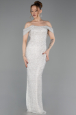 Long Beige Beaded Evening Dress ABU6057