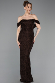 Long Brown Beaded Evening Dress ABU6057