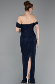 Long Navy Blue Beaded Evening Dress ABU6057