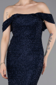 Long Navy Blue Beaded Evening Dress ABU6057
