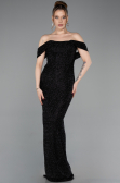 Long Black Beaded Evening Dress ABU6057