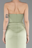 Long Pistachio Green Satin Prom Gown ABU6061