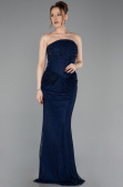 Long Navy Blue Dantelle Evening Dress ABU6089