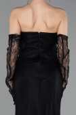 Long Black Dantelle Evening Dress ABU6089
