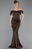 Long Brown Satin Mermaid Prom Dress ABU6090